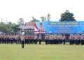 Polda Riau mengadakan apel gelar pasukan operasi keselamatan lancang kuning 2025 di Mapolda Riau