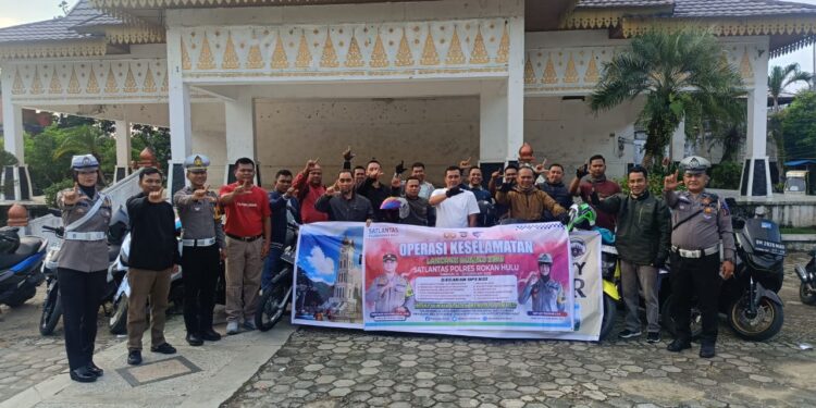 OK-LK25 – Satlantas Polres Rokan Hulu Gelar Sosialisasi dan Pelepasan Konvoi Perkim Bikers Community