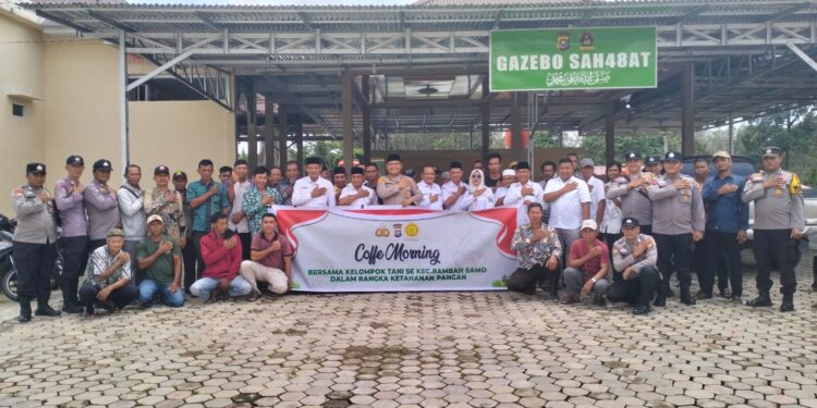 Kapolsek Rambah Samo Gelar Coffee Morning Bersama Kepala Desa Dan Kelompok Tani, Bahas Program Ketahanan Pangan