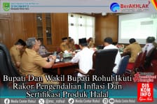 Bupati dan Wakil Bupati Rohul Ikuti Rakor Pengendalian Inflasi dan Sertifikasi Produk Halal