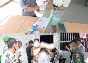 Terus Pastikan Ramadhan Berjalan Tertib, Lapas Pasir Pangarayan Geledah & Tes Urine Wbp Bersama TNI