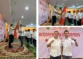 Fachruddin Siregar, S.T.,M.T Ketua ESI Rohul terima bendera petaka dari Brigjenpol. Bambang Hery Sukmajadi, S.H,.S.I.K Ketua ESI Riau.