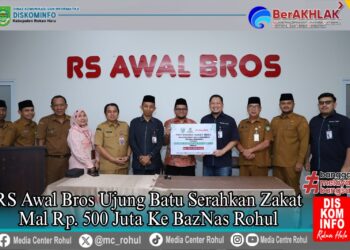 RS Awal Bros Ujung Batu Serahkan Zakat Mal 500 Juta ke BazNas Rohul