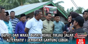 Demi Kelancaran Transportasi Selama Jembatan Utama Sei-Rokan Ditutup, Bupati Dan Wakil Bupati Rohul Tinjau Jalan Alternatif I Jembatan Gantung Lubuk Bendahara