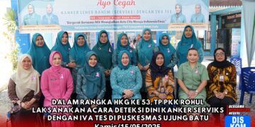 HKG Ke-53, TP. PKK Rohul Taja Acara Deteksi Dini Kanker Serviks dengan IVA Tes di Puskesmas Ujung Batu