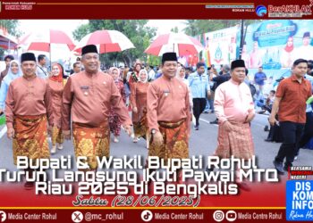 Rohul Tampil Memukau di Pawai Ta’aruf MTQ ke-43 Riau, Bupati dan Wakil Bupati Turun Langsung Bersama Peserta