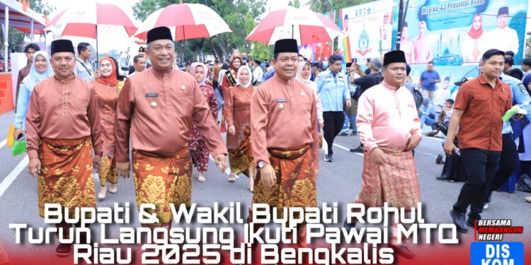Rohul Tampil Memukau di Pawai Ta’aruf MTQ ke-43 Riau, Bupati dan Wakil Bupati Turun Langsung Bersama Peserta