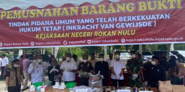 Wujud Sinergi, Lapas Pasir Pangarayan Ikut Serta Pemusnahan Barang Bukti di Kejari Rokan Hulu