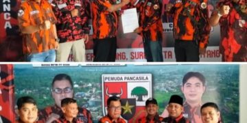 Ketua MPC syahmadi malau menyerahkan SK PAC KEC.Kunto Darussalam dan PAC KEC.bangun Purba kabupaten Rokan hulu.