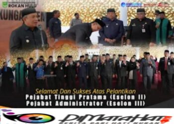 Bupati Rokan Hulu Resmi Lantik Pejabat Eselon II dan III, Suharman Nasution Dipercaya Jabat Kadis Kominfo