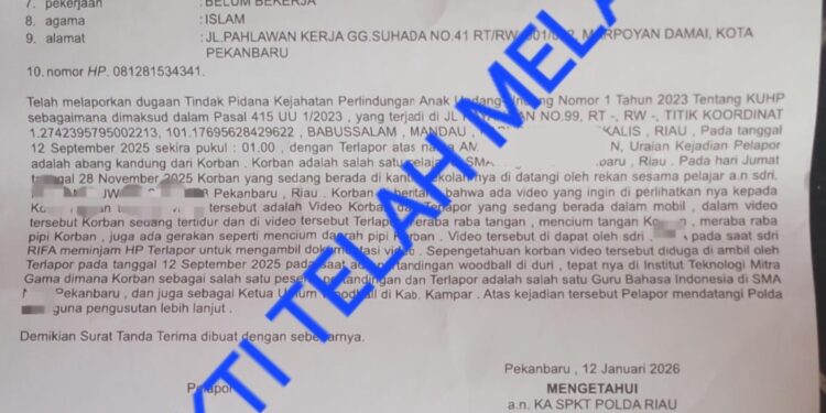 Pelapor Keluhkan Lambannya Penanganan Kasus Dugaan Kejahatan Perlindungan Anak di Polda Riau