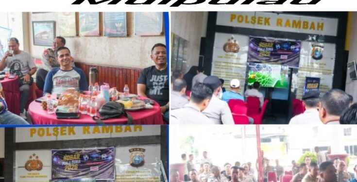 Pererat Sinergi, Polres Rohul Gelar Nobar Piala Dunia FIFA 2026 di Mako Polsek Rambah Bersama Masyarakat